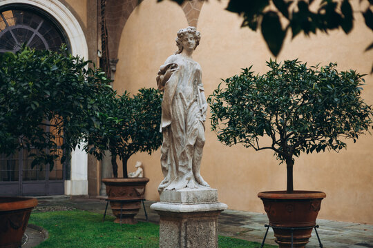 Inner courtyard of Medici Riccardi Palace. Florence, Italy