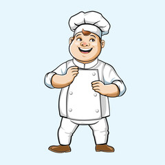 Happy Fat Chef Mascot Giving Thumbs Up – Cartoon Character Illustration