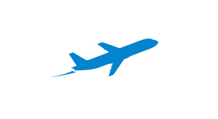 Fototapeta premium Airplane in cyan color is taking off against a transparent background creating a bold graphic symbol, ideal for travel and transportation related projects.