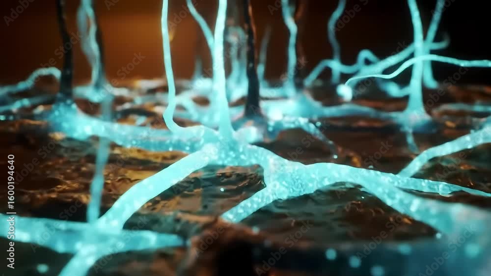 Poster abstract glowing neurons create a stunning visualization of connectivity and biological inspiration.