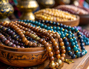 Wooden Beaded Necklaces Market Stall.