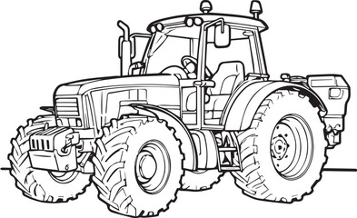 illustration of a big car tractor isolated on white background