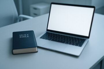 Bible and Laptop Symbolizing Modern Christian Life