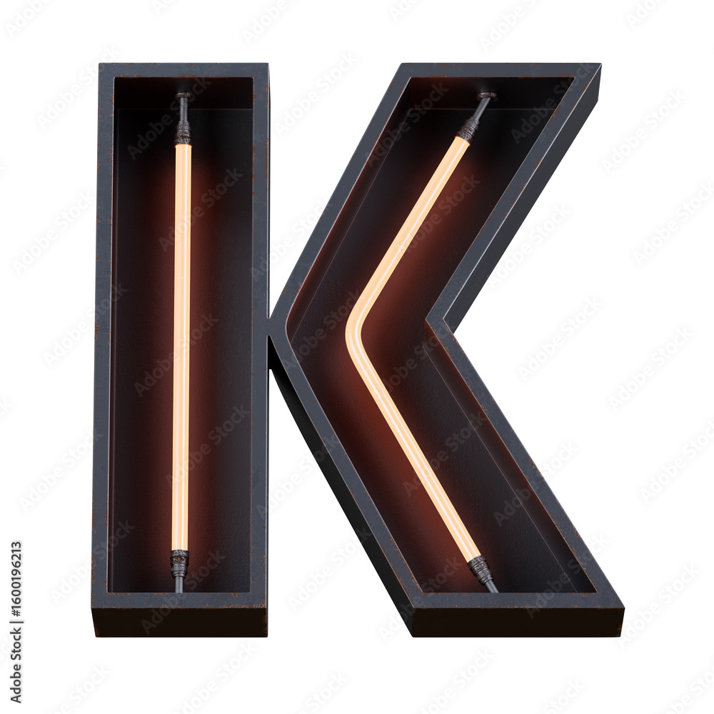 Poster bright neon font with fluorescent tubes.metallic futuristic cyberpunk alphabet. 3d rendering isolate