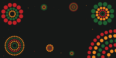 flat colorful fireworks with red yellow and green colors  with copy space , festive decorations  also good for black history month, Juneteenth and kwanzaa 