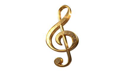 Fototapeta premium Golden Treble Clef Symbol Isolated on Black Background with Clipping Path music