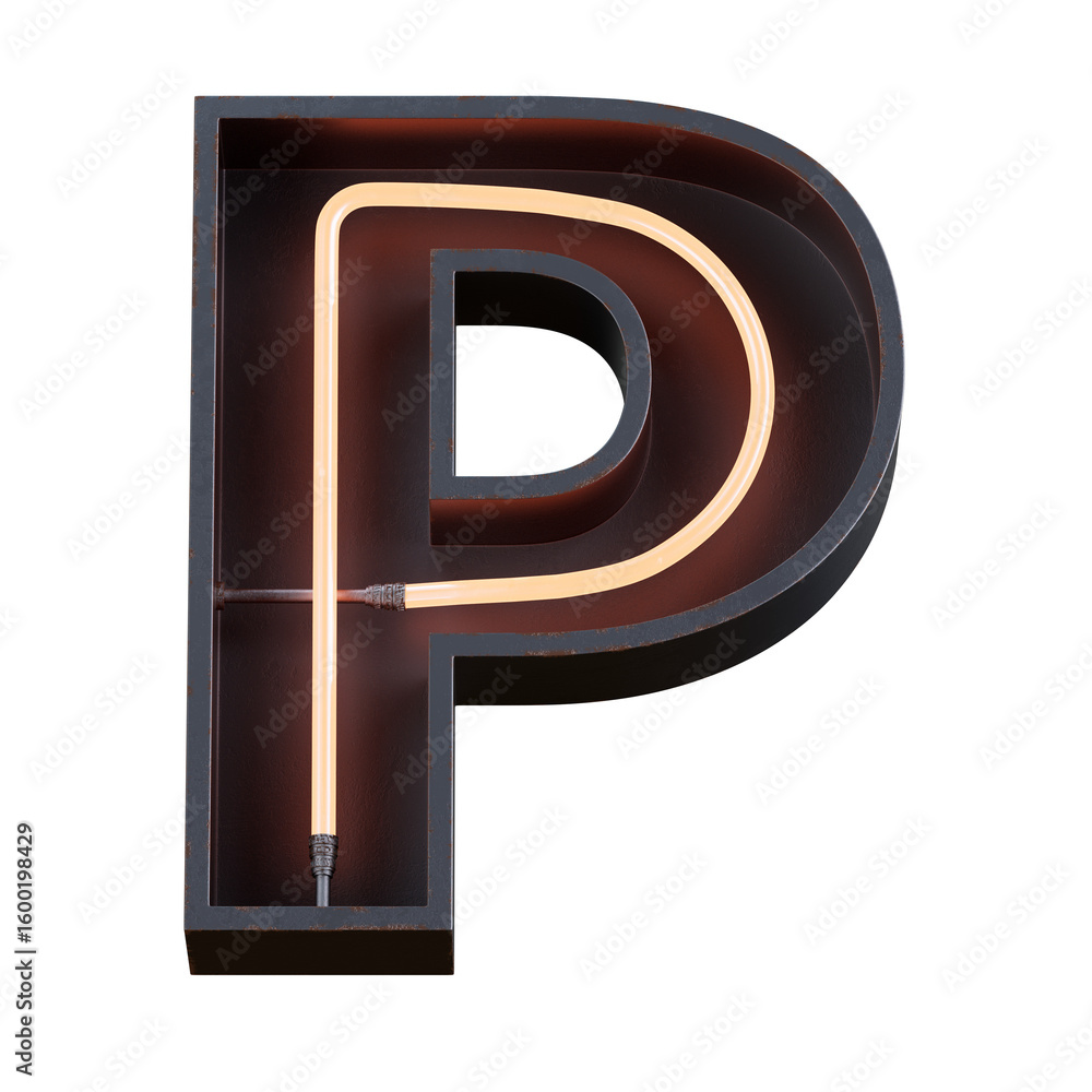 Aufkleber bright neon font with fluorescent tubes.metallic futuristic cyberpunk alphabet. 3d rendering isolate