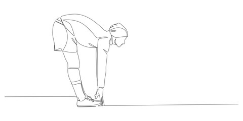 One Line Drawing of a Man Stretching Before Workout