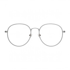 Silver Round Frame Glasses on White Background, Minimalist Style