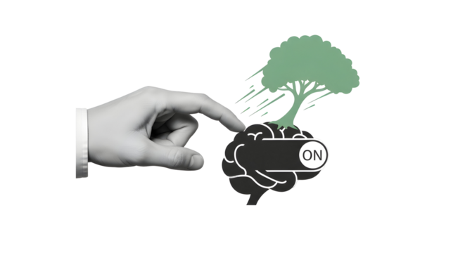 Activating the Brain: Hand Turns On Thinking, Knowledge Tree Grows, Igniting Ideas