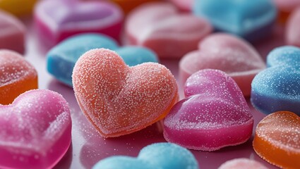 Pink and white heart-shaped candies evoke sweet romance for Valentine's Day