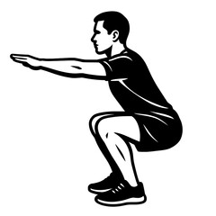 Man Doing Squat Bodyweight Exercise - Leg Strength Fitness Icon