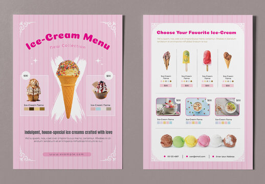 Ice Cream Shop Menu Layout