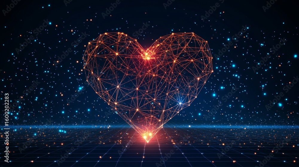 Poster digital heartbeat visualization a networked love story through technology and abstract data art