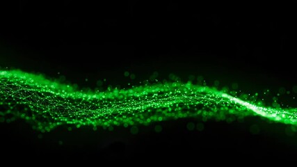 A captivating abstract network of green lines and dots creates a futuristic and technological background on black - Powered by Adobe
