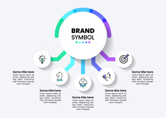 Infographic template. Circle with lines and 5 options