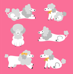 Cute cartoon animal set illustration with baby farm and wild animals in vector style