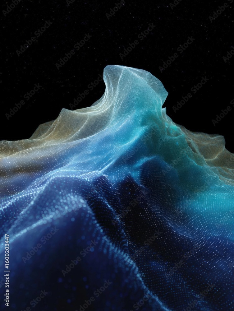 Poster abstract digital art piece that appears to be a close-up of a wave or a wave-like structure. the wav