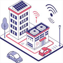 vector isometric building with city