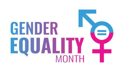 Gender Equality Month, Gender equality symbol isolated on white background. Men and women equal concept