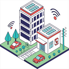 vector isometric city buildings