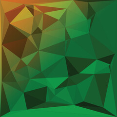 Abstract geometric low poly background with green and orange gradient isolated on white background