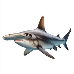 Obraz premium Hammerhead shark swimming isolated on white background 1