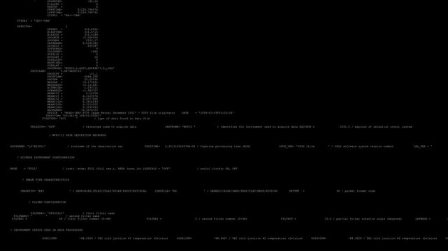 Decoding metadata for research. Running text on the screen.