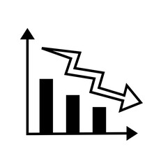 business graph with arrow decrease