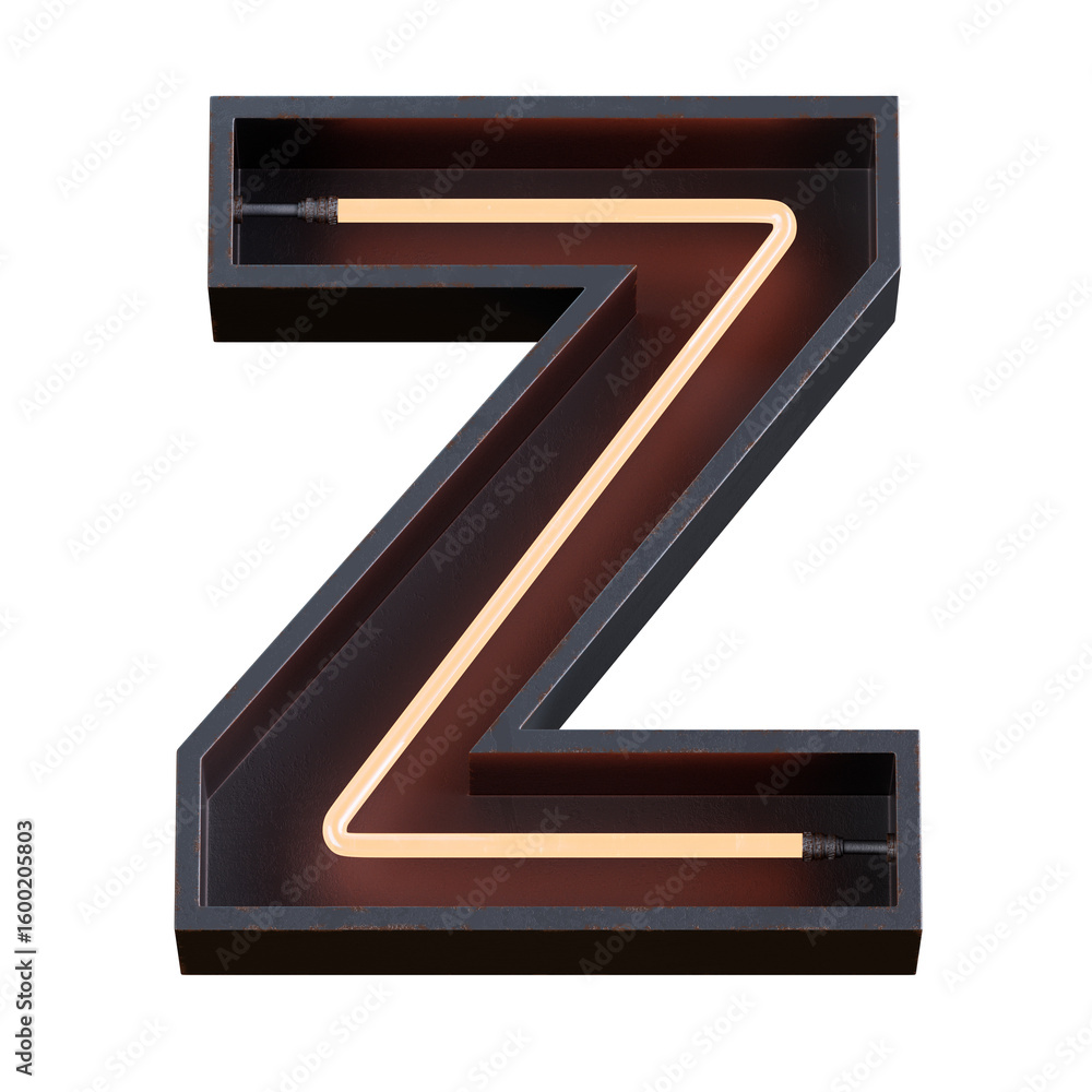 Poster bright neon font with fluorescent tubes.metallic futuristic cyberpunk alphabet. 3d rendering isolate