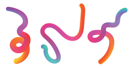 Abstract Color Line Shapes Pattern on white Background. 3D Wave Shapes with Gradient. 