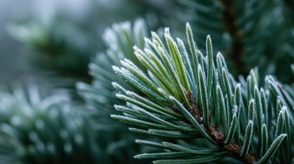 Frozen pine needles close-up (2)