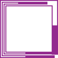 Abstract geometric purple square frame with lines isolated on white background