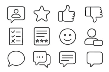 Icons representing user feedback and interaction for online platforms and applications