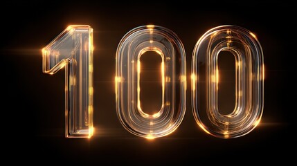 Glowing glass number 100