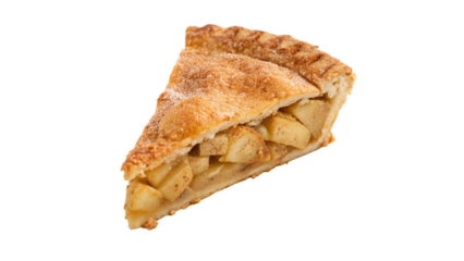Slice of Homemade Apple Pie with Crispy Golden Crust Isolated On a transparent background