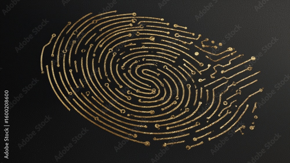 Poster digital fingerprint design integrates biometric technology and eye patterns for secure authenticatio