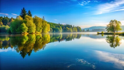 Obraz premium Serene lake scene with a still reflection