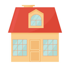 House icon in simple flat style. Townhouse or countryside cottage building exterior.