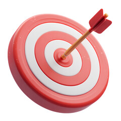3D red target with an arrow hitting the bullseye icon