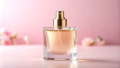 Perfume Bottle Still Life on Pink Background for Elegant Lifestyle