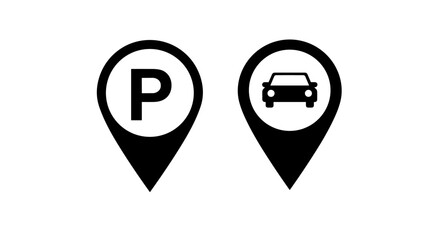 Minimalist location markers for parking and car icons