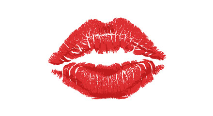 Bold red lipstick kiss print on white background for valentines day de