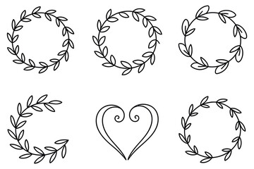 Fototapeta premium Set of vector floral design elements with flower, leaf, and swirl pattern for decoration and tattoo art illustration