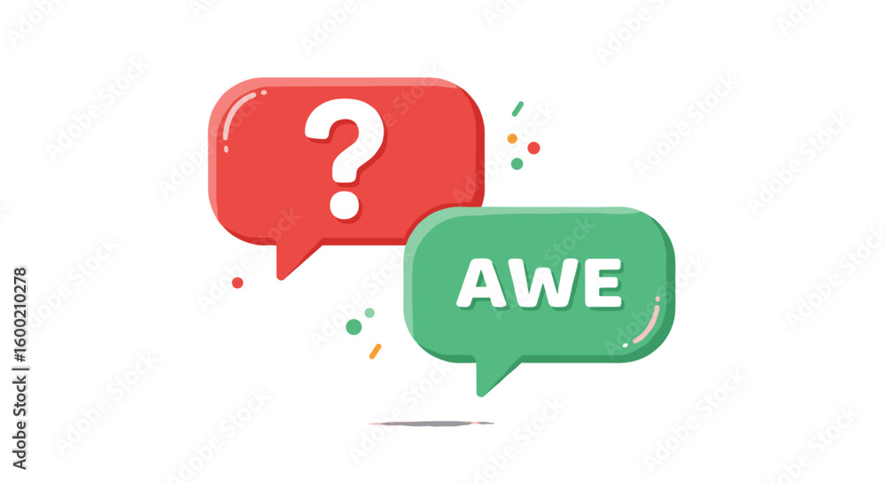 Poster colorful 3d speech bubbles with question mark and text expression