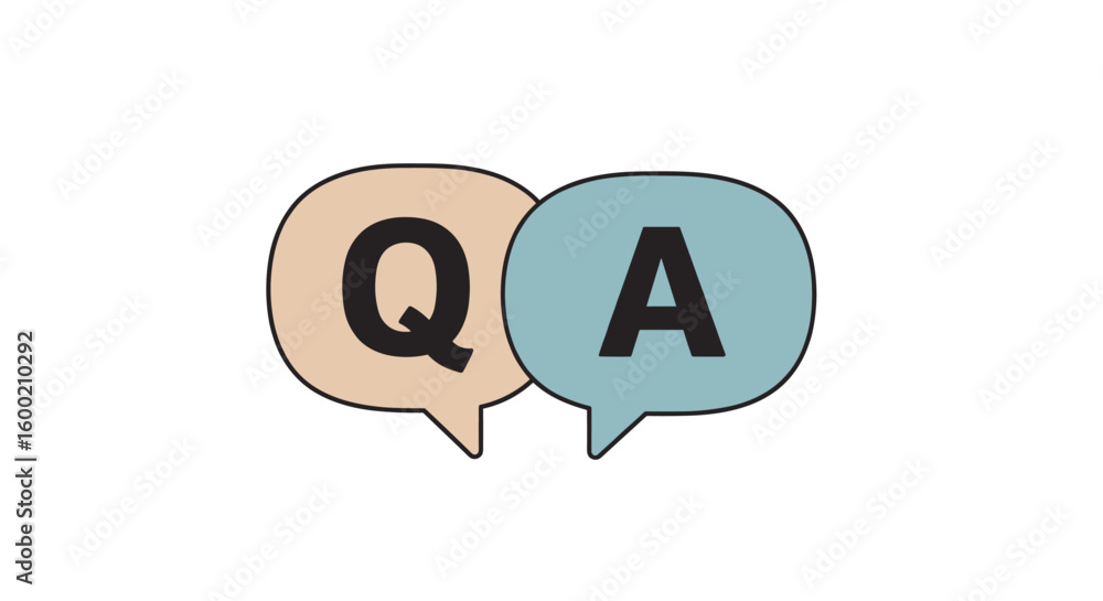 Poster simple chat bubbles with qa text in pastel colors