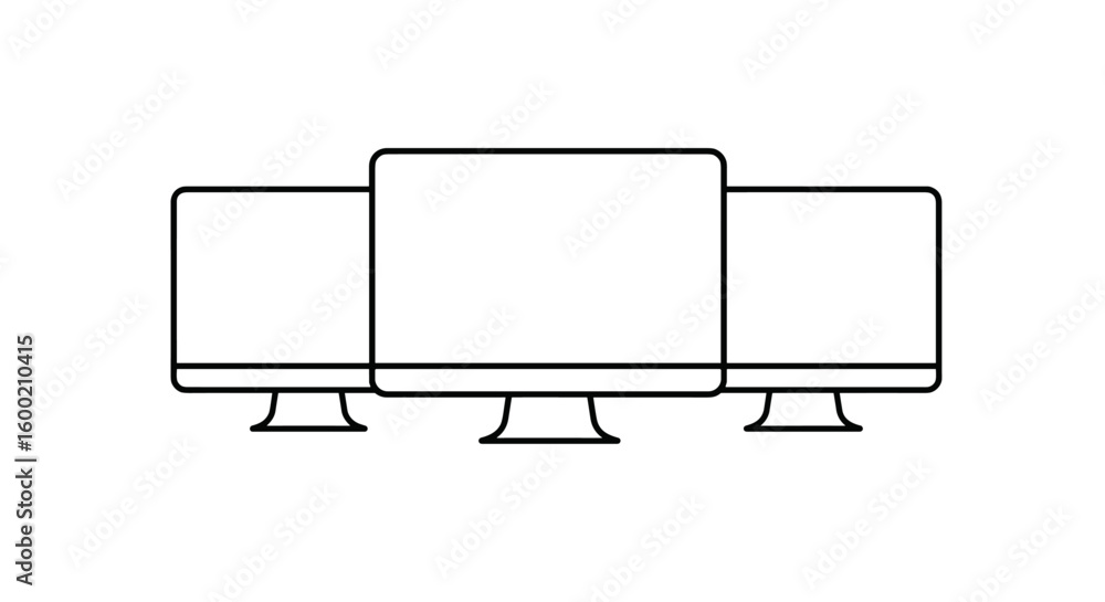 Aufkleber minimalistic outline of three monitors in a row