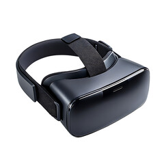 Black VR headset isolated on a transparent background