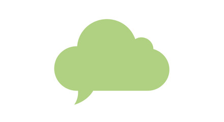 Green cloud chat icon on white background: minimalist communication co
