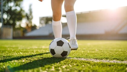 Playing Soccer Ball on Field in Sunlight